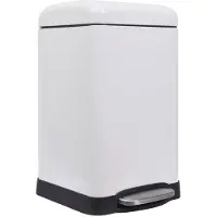 Perel Metall-Treteimer mit herausnehmbarem Eimer, stabilem Boden und rutschfestem Pedal, ideal für Haus und Büro, Fassungsvermögen 20 Liter, quadratisch 45,5 x 28 x 34 cm, mattweiß
