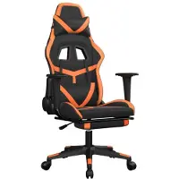 Syfax Gaming-Stuhl mit Massage & Fußstütze Schwarz Orange Kunstleder