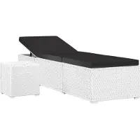 Syfax Sonnenliege mit Auflage und Teetisch Poly Rattan Weiß
