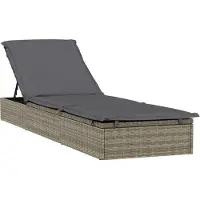 Syfax Sonnenliege 1 Stk. mit Auflage Grau 201x55x62 cm Poly Rattan