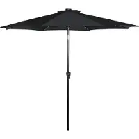 Ebuy24 Rices Sonnenschutz Sonnenschirm, mit Kurbel, LED Solar uynd Neigung Ø3m schwarz/schwarz.