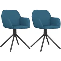 vidaXL Esszimmerstühle 2 Stk. Drehbar Blau Samt