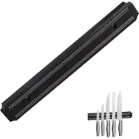 Relaxdays 10 x Magnetleiste Wand, Gerätehalter, magnetische Küchenleiste, Messer & Werkzeug, Kunststoff, 33 cm breit, schwarz