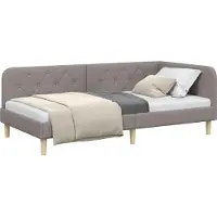 Syfax Eckbettgestell Taupe 90 x 190 cm Stoff