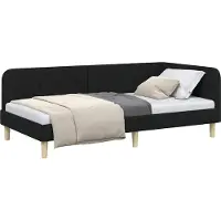 Syfax Eckbettgestell Schwarz 90 x 190 cm Stoff