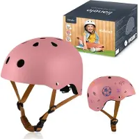 Lionelo Schutzhelm für Kinder Helmet verstellbar 50-56 cm, Kinnschutz, Intertek er Helm für Mädchen und Jungen, Größe S - Rosa