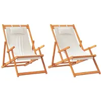 Syfax Klappbare Strandstühle 2 Stk. Creme Stoff
