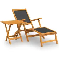Syfax Garten-Liegestuhl mit Tisch Massivholz Akazie und Textilene