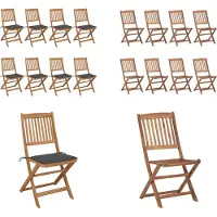 vidaXL Klappbare Gartenstühle 8 Stk. mit Kissen Massivholz Akazie - Gartenstuhl - Gartenstühle - Klappstuhl - Klappstühle