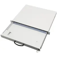 Aixcase 19" Rack 1U Tastaturschublade leer lichtgrau