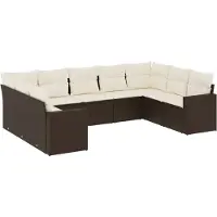 vidaXL 9-tlg. Garten-Sofagarnitur mit Kissen Braun Poly Rattan