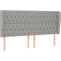 Syfax Kopfteil mit Ohren Hellgrau 203x23x118/128 cm Stoff