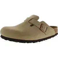 Birkenstock Boston Leder Clogs mit Softfußbett und Schnallen, braun, Größe 45
