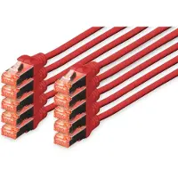 Digitus CAT 6 S/FTP Patchkabel, 10 Stück, 5 m, Cat6, S/FTP (S-STP), RJ-45, RJ-45, Rot