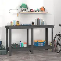 vidaXL Möbel Werkbank Grau 140x50x80 cm Massivholz Kiefer - Werkbänke &5950