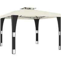 Syfax Pavillon mit Doppeldach Creme 2,98x2,98 m Stahl