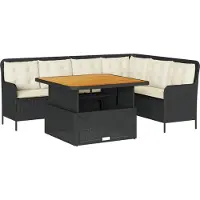 vidaXL 2-tlg. Garten-Sofagarnitur mit Auflagen Schwarz Poly Rattan