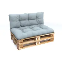 Pokar Palettenkissen mit schöner Steppung Auflage Palettensofa, Größe:Set Sitzkissen 120x80 + Rückenkissen 120x40, Farbe:Blau