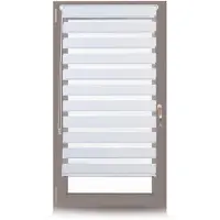 Relaxdays Doppelrollo Klemmfix ohne bohren, Seitenzugrollo mit Streifen, Duo-Rollo für Fenster, Stoff 56x156 cm, weiß