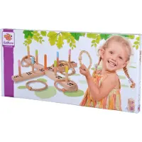 Eichhorn Outdoor Holz Ringswerp - Eichholz Ringwurfspiel: 1 Kreuz, 5 Ringe, 9 Spielstäbe