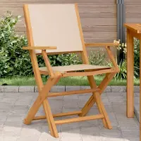 vidaXL "2026 Promotion" Gartenstühle 2 Stk. - Hohe Qualität - Beige Massivholz Akazie & Stoff - Gartenstühle CC22338