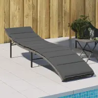 vidaXL Sonnenliege, Gartenliege, Wellnessliege, mit Kissen, Grau 55x199x50 cm Poly Rattan - Liegestuhl CC22387