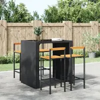 vidaXL Barhocker 4 Stk. Schwarz Poly Rattan und Massivholz Akazie , Barhocker Design 2024
