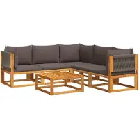vidaXL 6-tlg. Gartensofa-Set mit Kissen Holz Akazie & Seil