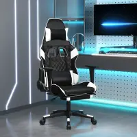 vidaXL "im " Gaming-Stuhl mit Massage & Fußstütze Schwarz & Weiß Kunstleder - Bürostühle CC15520
