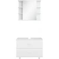 Vicco Badmöbel-Set Ilias Weiß 2 Teile, Unterschrank 80 cm, Model 34645