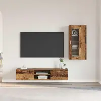 vidaXL Bestmöbel TV-Schrankset mit Schubladen mit Regal Altholz Holzwerkstoff - Wohnwände CC241087