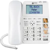 Geemarc Telecom , Festnetztelefon mit Verstärker, Fototasten und SOS-Taste, Weiß