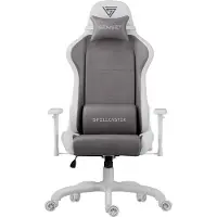 Sense7 Gamingstuhl Spellcaster FUKU Alcantara Weiß Grau - Ergonomischer Bürostuhl Schreibtischstuhl bis 150kg Wippfunktion Rollen Chefsessel