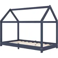 Syfax Kinder-Bettgestell Grau Massivholz Kiefer 70 x 140 cm