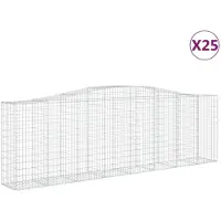 vidaXL Gabionen mit Hochbogen 25 Stk 400x50x120/140cm Verzinktes Eisen