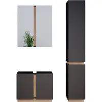 Vicco Badmöbel-Set Gloria Anthrazit 3 Teile, mit Hochschrank, Model 40894