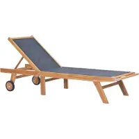 vidaXL Möbel Sonnenliege Klappbar mit Rädern Teak Massivholz und Textilene - Gartenliegen &24895