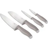 Berlinger Haus Kchenmesser-Set 4-tlg. - Hochwertiger Edelstahl, inkl. Kochmesser 20 cm, Santoku 17,5 cm, Universalmesser 12,5 cm, Sparschler 9 cm, Ergonomischer Griff, Matt Taupe