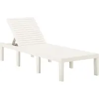 Syfax Sonnenliege Weiß Kunststoff 195 x 65 x 32 cm, Rückenlehne 5-fach verstellbar