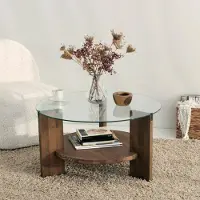 Dmora Couchtisch Alnitak 75x75x40 cm Braun mit Zeitungsablage