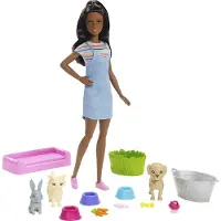 Barbie Badespaß Tiere & Puppe (brünett)