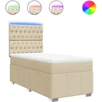 Syfax Boxspringbett mit Matratze Creme 100x200 cm Stoff