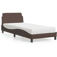 Syfax Bett mit Matratze "Dover" Braun 90x190 cm Kunstleder