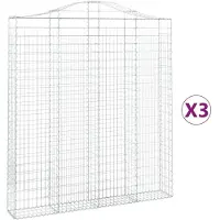 vidaXL Gabionen mit Hochbogen 3 Stk. 200x30x220/240cm Verzinktes Eisen