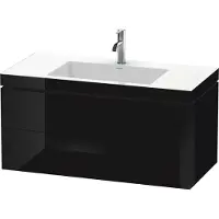 Duravit Waschtischunterschrank c-bonded L-Cube 100x48cm, 1 HL, sw hgl, 2 Schub., wandhängend
