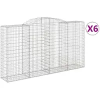 vidaXL Gabionen mit Hochbogen 6 Stk. 300x50x160/180cm Verzinktes Eisen