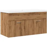 vidaXL Waschbeckenunterschrank mit Einbaubecken Artisan-Eiche