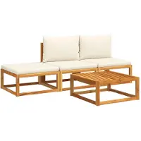 vidaXL 4-tlg. Gartensofa-Set mit Kissen Holz Akazie & Seil