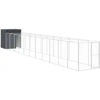 vidaXL Hundehütte mit Auslauf Anthrazit 165x1271x181 cm Stahl Verzinkt