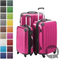 Hauptstadtkoffer - Alex - Kofferset 3 Größen Hartschalenkoffer Trolleys erweiterbar, 4 Rollen, Hartschale glänzend Reisekoffer Set, expandable travel luggage,Magenta